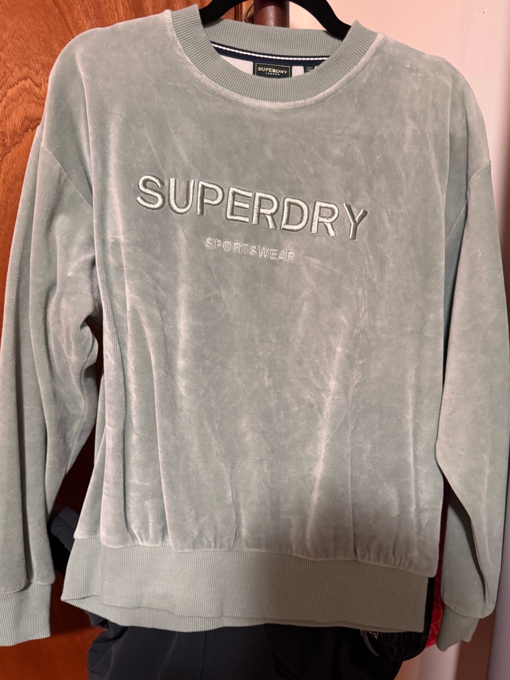 Superdry Velour Sweatshirt in Sage